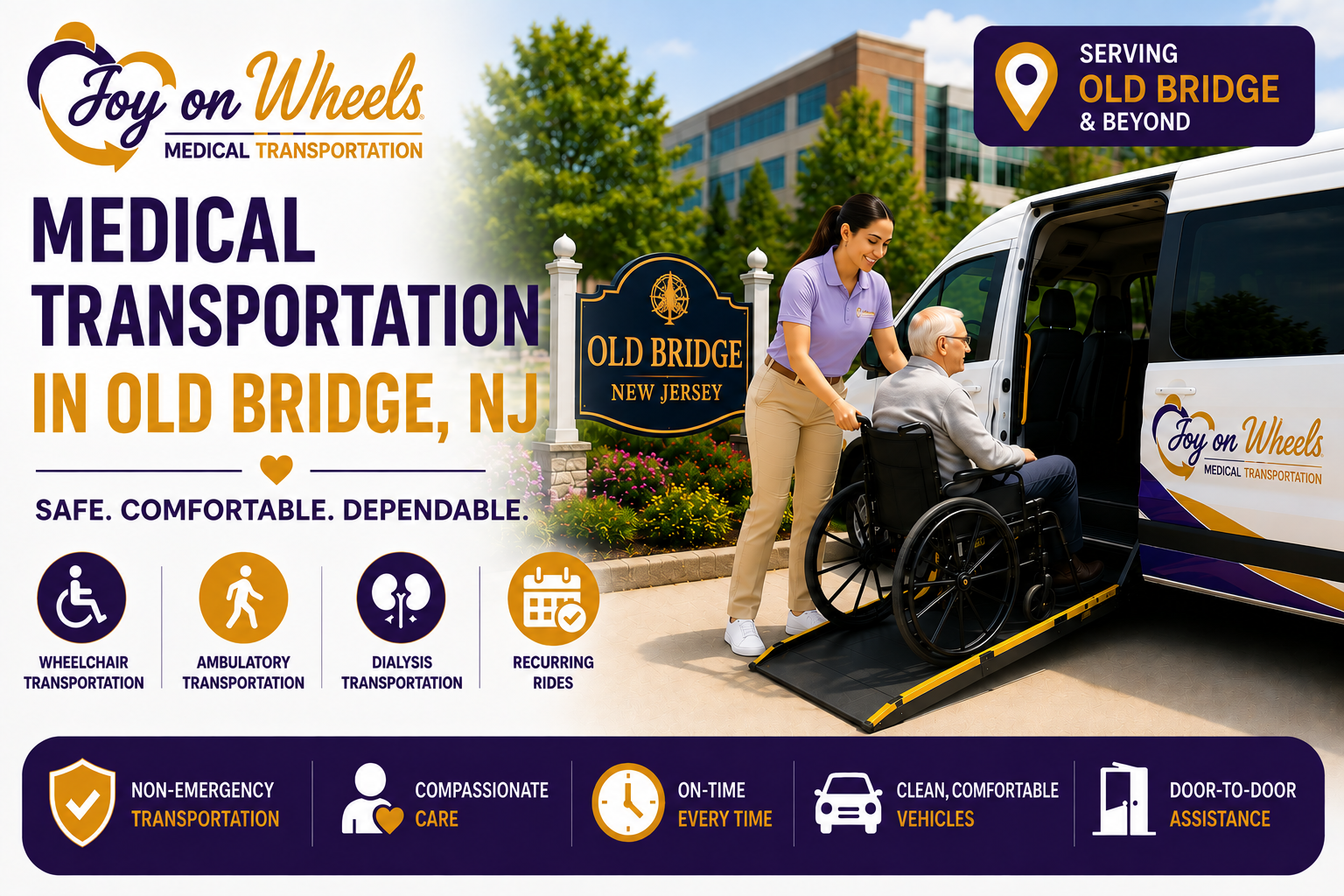 Joy On Wheels provides wheelchair and non-emergency medical transportation for seniors and patients in Old Bridge, New Jersey.